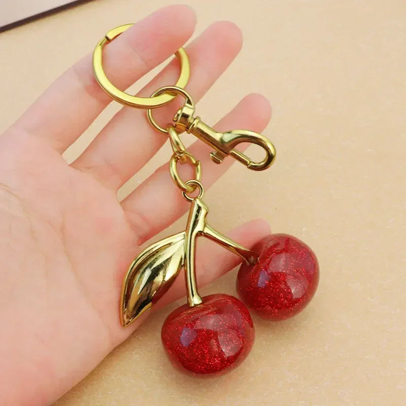 Crystal cherry pendants, suitable for coach bags, women's handbags, shoulder bags, and keychain accessories