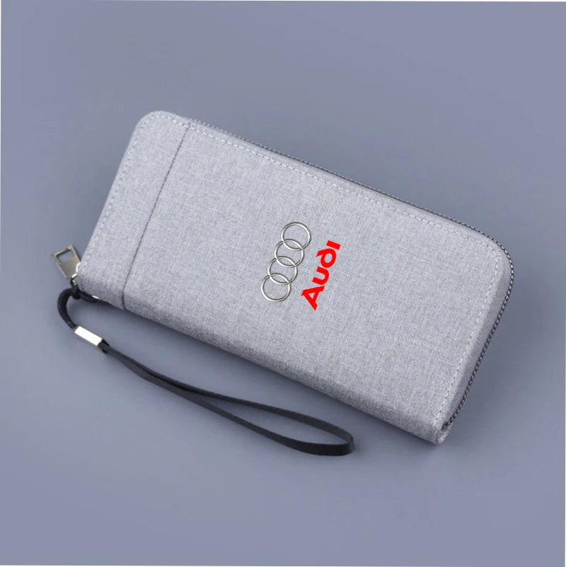 1PC Car Logo Coin Purse Wallet Credit ID Card Bag Coin Purse For Audi RS B7 B8 B9 A3 8P 8V A4 A6 C6 C5 Q2 Q3 Q5 Q7 Q8 TT RS3 RS4