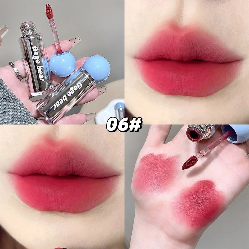 Gege bear Artistic Soft Mist Mousse Lip Glaze Velvet Matte Lipstick Holding Makeup Not Easy to Sticky Cosmetics Lipstick