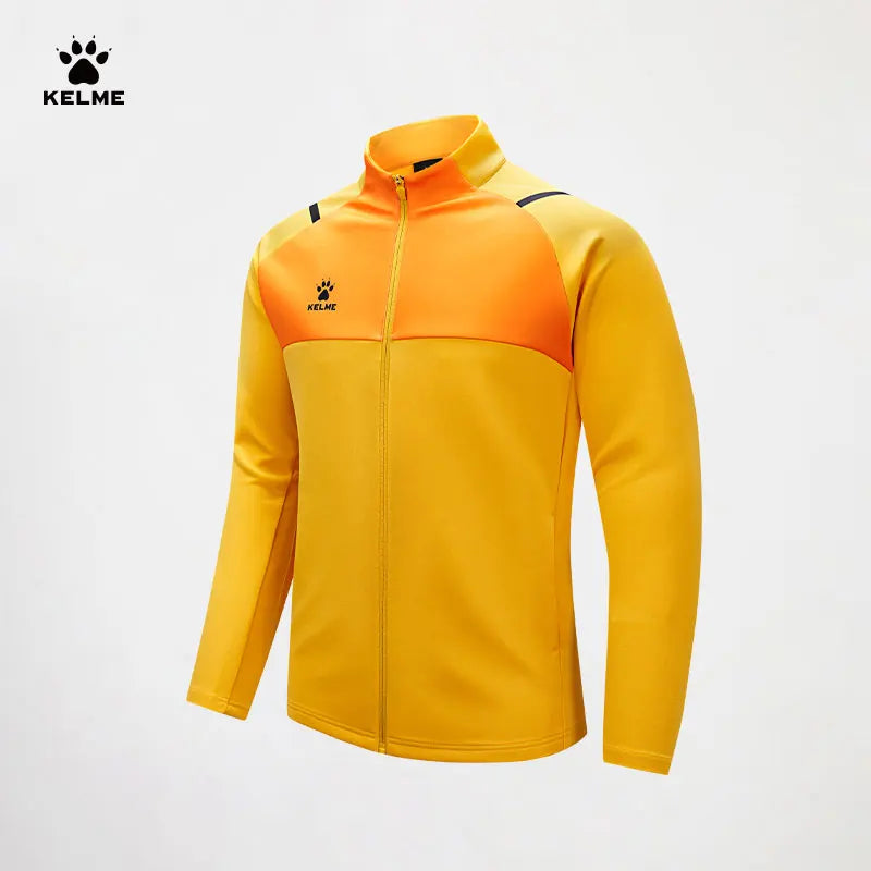 Kelme Football Training Knitted Jacket For Men's Spring 2024 Printed Stand Up Collar Cardigan Sports Coat Children's Sportswear