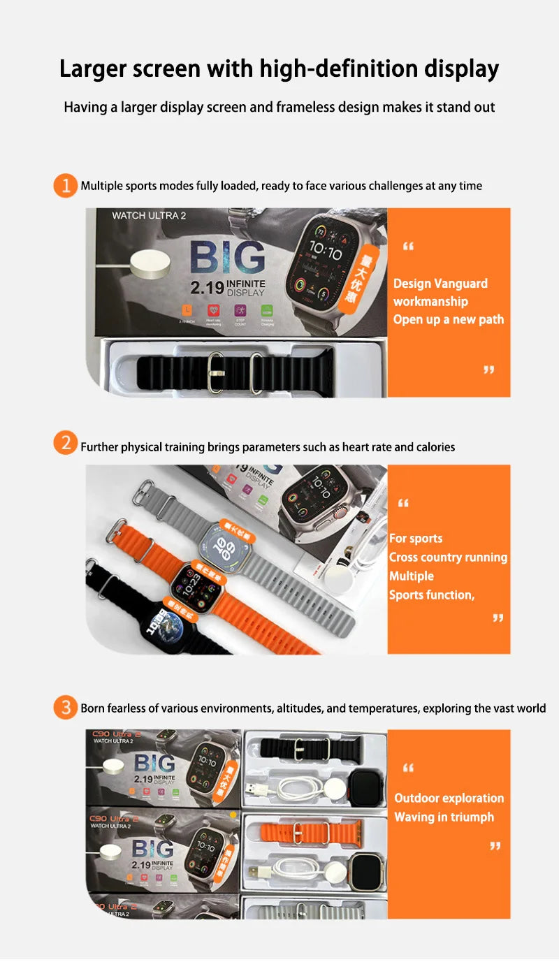 OPPO T900 Ultra Smart Watch Men 49mm Series 9 AMOLED Screen NFC Compass Waterproof For Apple Watch IWO Ultra 9 Wholesale NEW