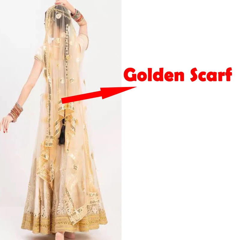 Indian Saree Scarf For Women Adult Female Belly Dance Stage Performance Elegant Accessories Multicolor Embroidered Scarf DQL6631