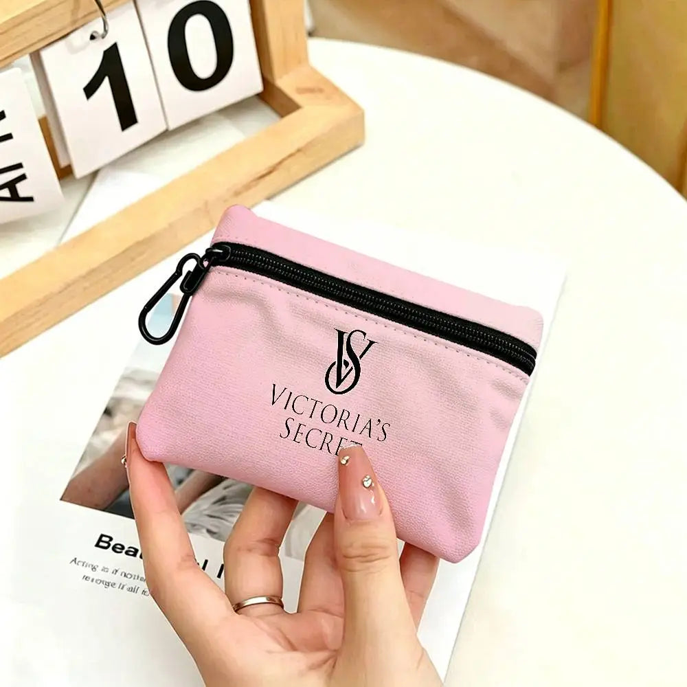 V-Victorias-Fashion-S-Secret Compact Oxford Cloth Zipper Pouch Detachable Carabiner Mini Coin & Key Wallet