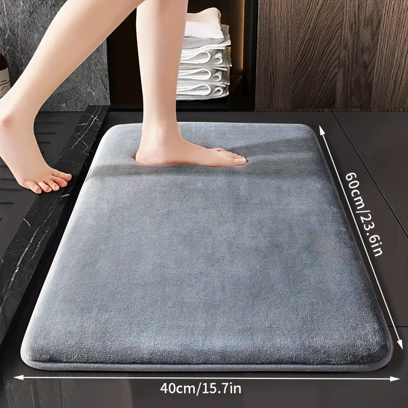 Super Absorbent Bathroom Anti Slip Mat Coral Fleece Solid Floor Mat Bathroom Absorbent Foot Mat Household Washbasin Door Mat