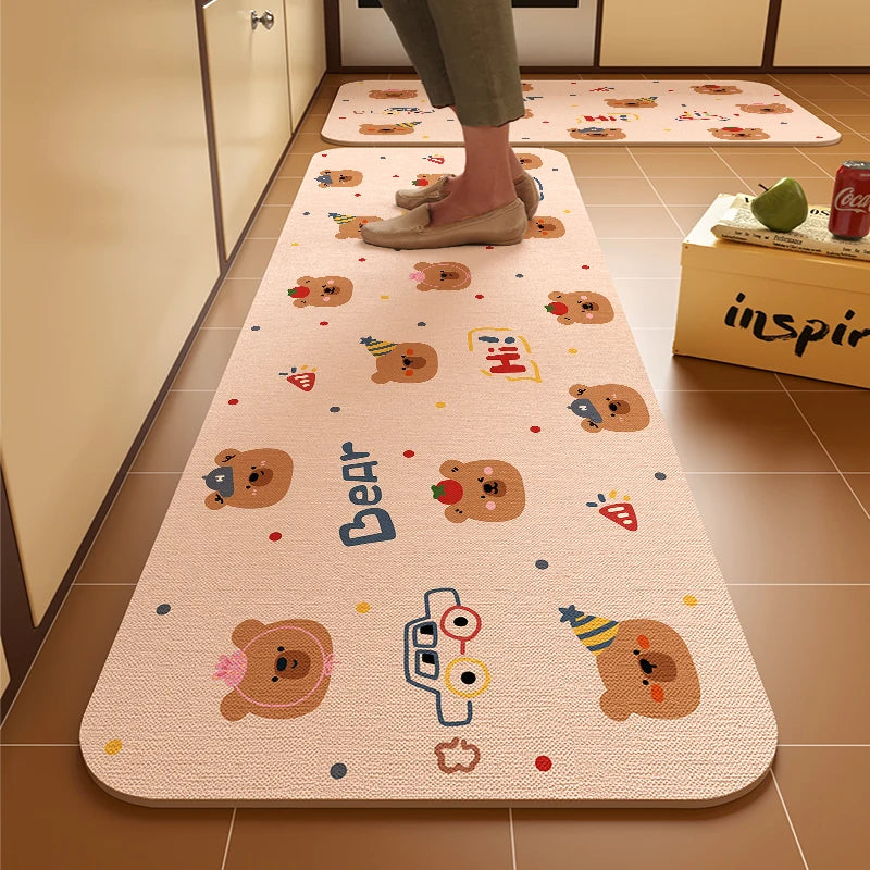 VIKAMA Budding Diatomite Carpet Scandinavian Style Non-Slip Water-Absorbent Mute Kitchen Breakfast Area Home Decoration