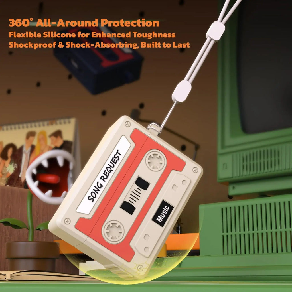 Retro Cassette Case For AirPods Pro 3 (2025) with Rope Soft Silicone Earphone Shockproof Protective Case Cover For AirPods Pro 3