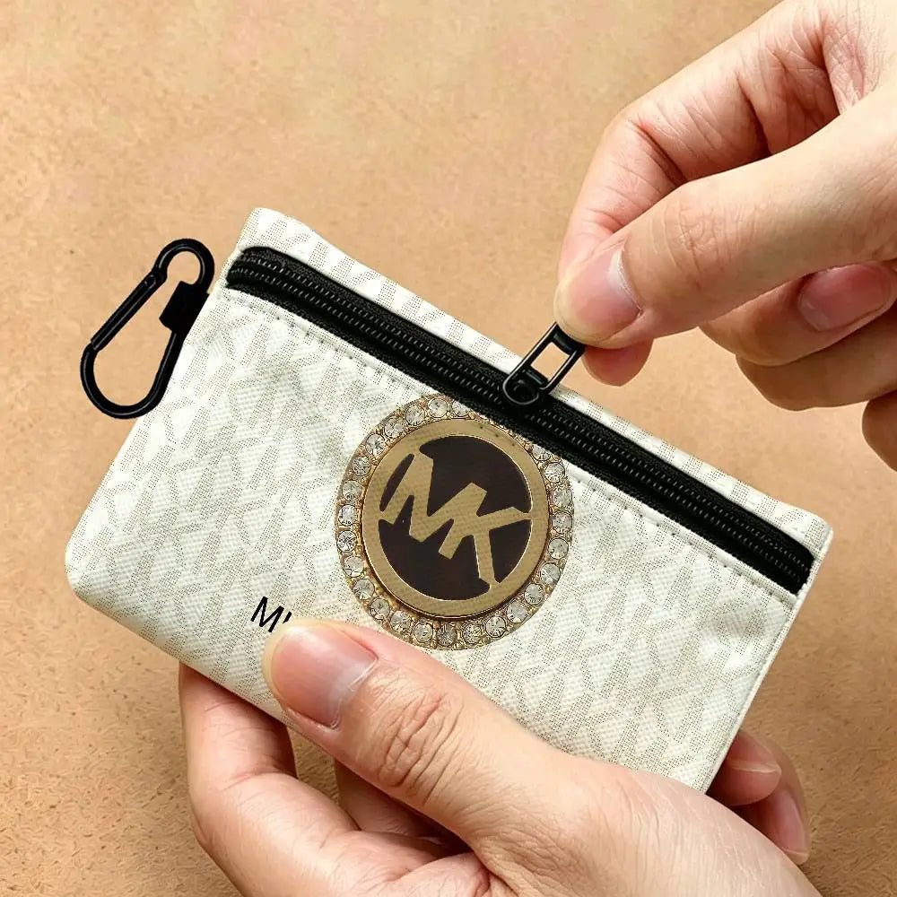 Fashion Luxury Brand M-Michael K-Kors Logo Lightweight Oxford Fabric Coin Purse Carabiner Hook Design Card Key Organizer Bag