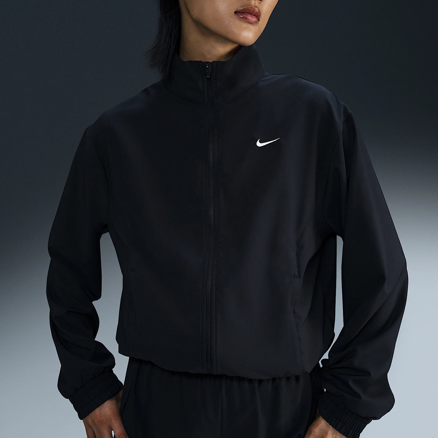 Nike genuine 2025 women's woven soft and durable training stand up collar jacket HQ3368-010