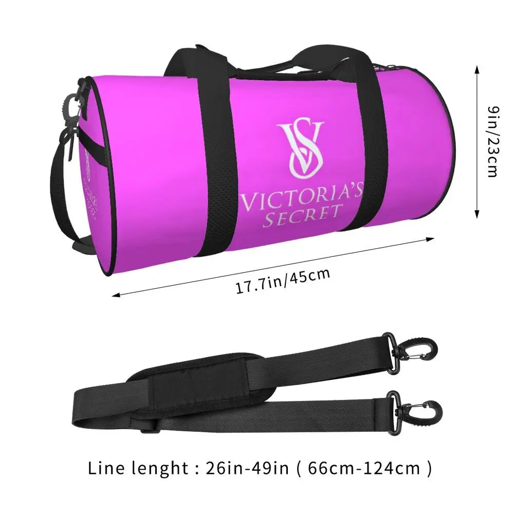 Pink White Stripe Round Capacity Travel Duffel Bag Male Female Large-Capacity Hand Luggage Sports Fitness Bag Travel Package