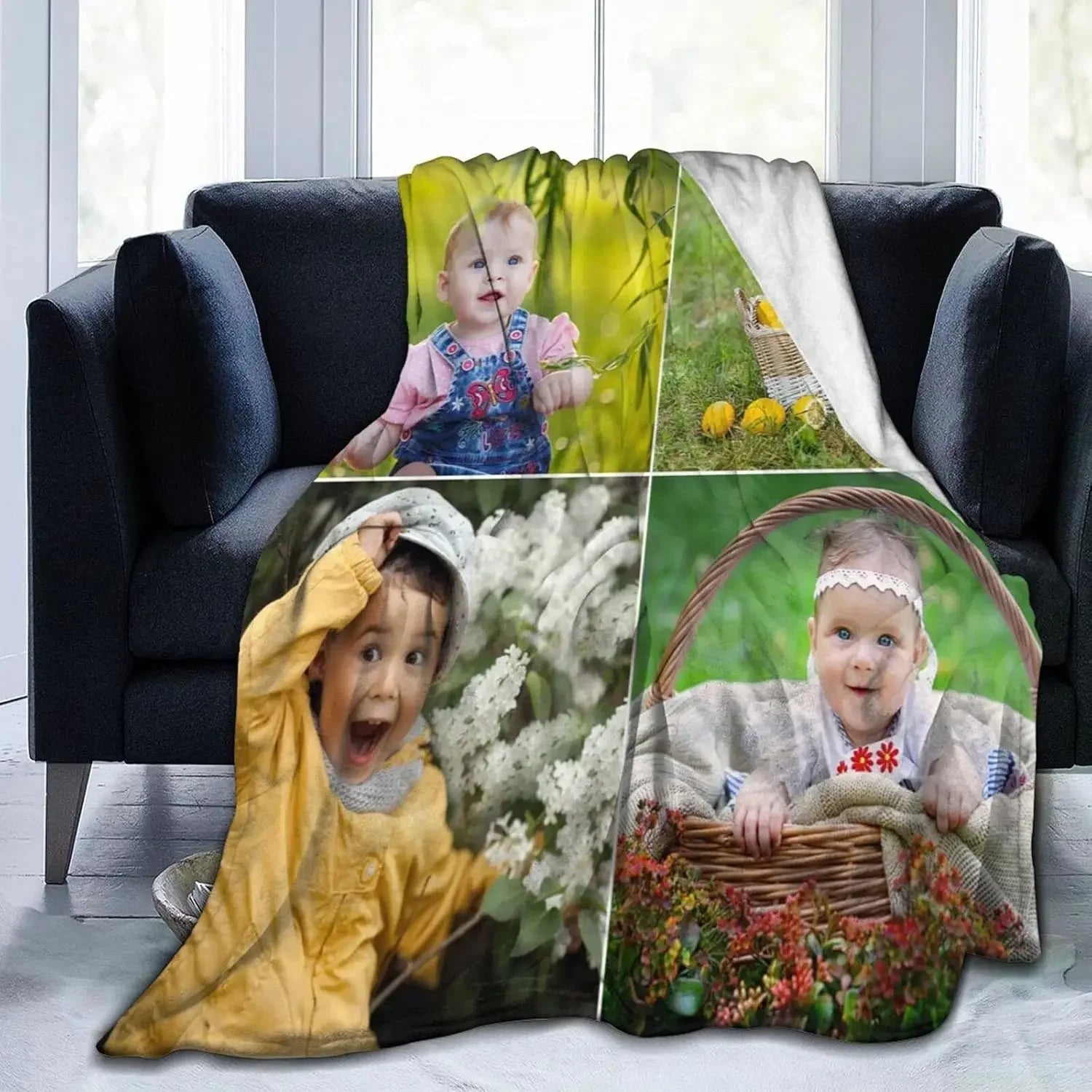 Custom Blanket with Photo,Personalized Flannel Blanket for Adults Children Birthday Christmas Father Mother Valentine's Day Gift