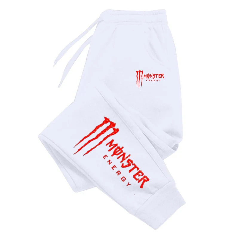 Monster Energy Letter Print Versatile Drawstring Casual Long Pants Men's Loose Straight Leg Jogger Pants