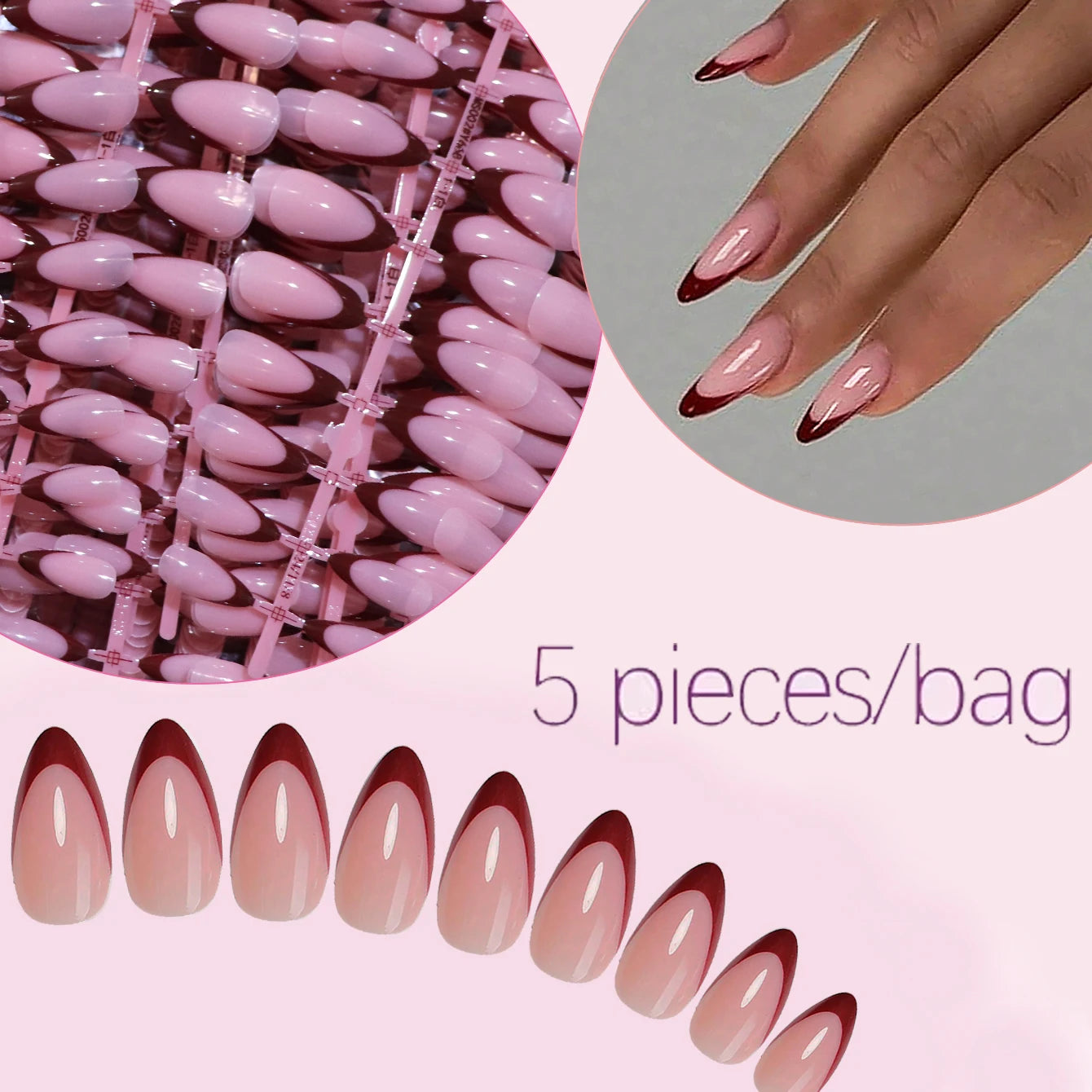 120PCS Press White French Edge Almond False Nails Reusable Acrylic False Nails Whitening Nail Art, Daily Wear Diy