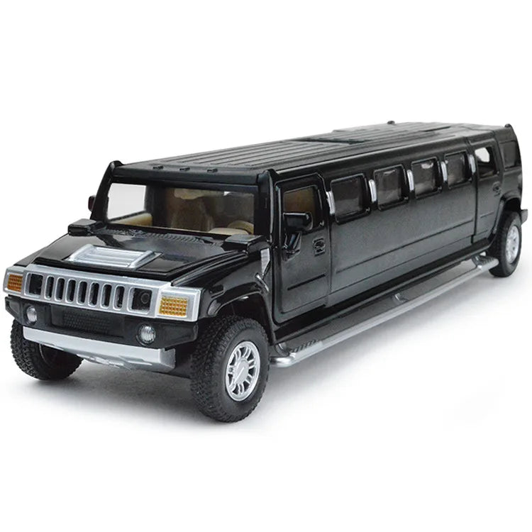 1:32 Alloy Lengthen Hummer Limousine Car Model Metal Diecasts Vehicles With Sound Light Pull Back Car Collection Toys Kids Gifts