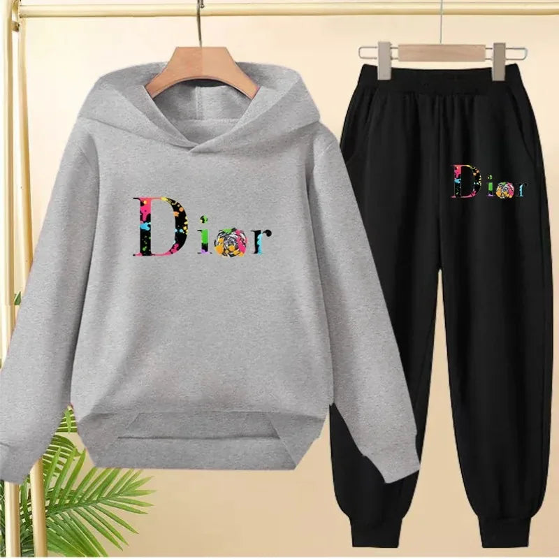 Children's Clothing Autumn Winter Hooded Pullover Coat Sweatshirt Top+Pants Boys Girls Toddler3-12Yrs Casual Sports Charming Set