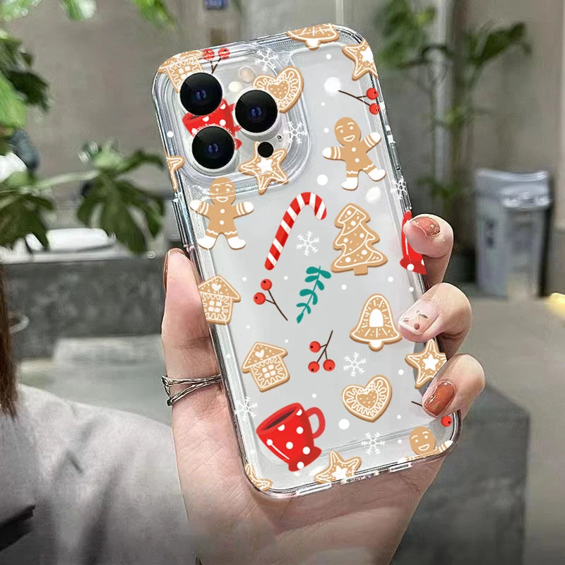 Christmas Tree Snowflake Gingerbread Man Clear Phone Case For iPhone 17 16 15 14 Pro Max 13 12 11 XS X XR 7 8 Plus 16E Air Cover
