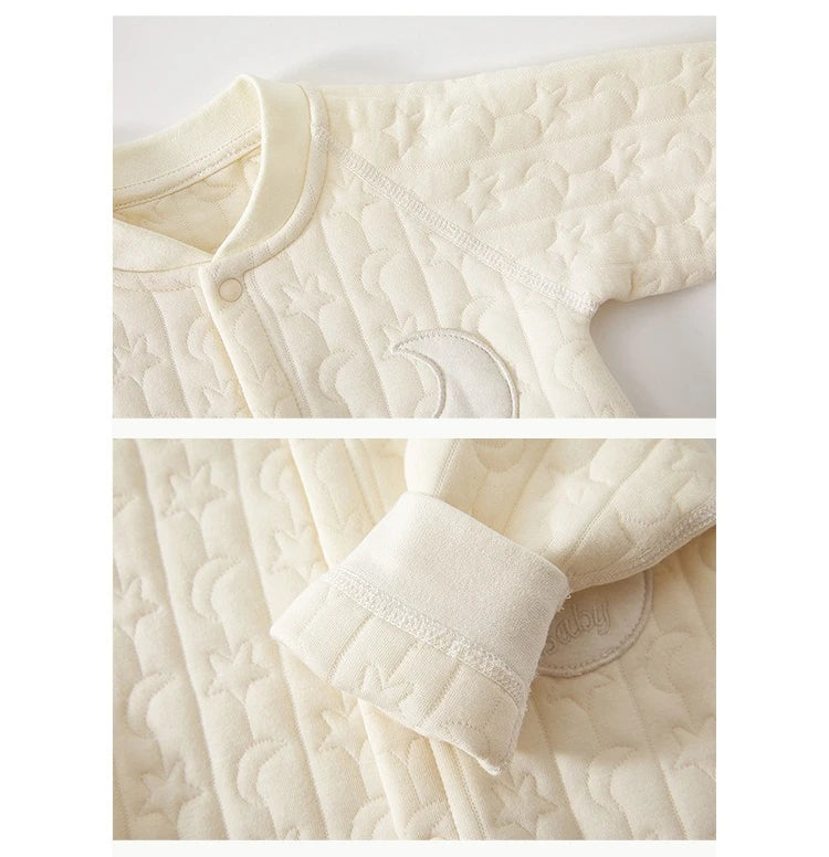 AYNIGIELL Baby Jumpsuit Autumn and Winter Pure Cotton Warm Newborn Inner Clothes for Boys and Girls Baby Pajamas 0-18 Moths