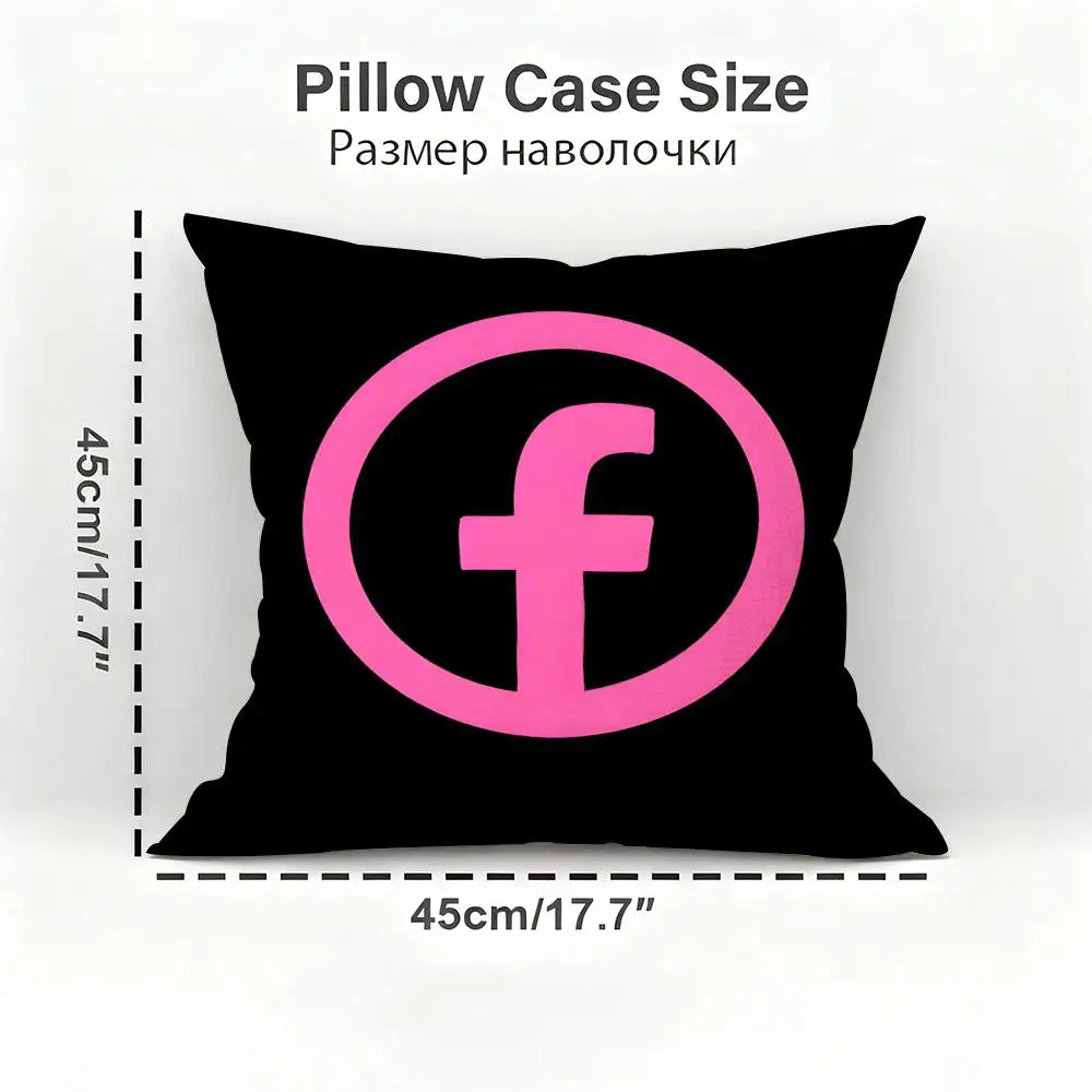 F-facebook-K Cushion Cover Reversible Soft Durable Pillow Cover Home & Car Multi-Scene Use for Daily Comfort