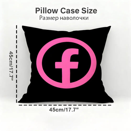 F-facebook-K Cushion Cover Reversible Soft Durable Pillow Cover Home & Car Multi-Scene Use for Daily Comfort