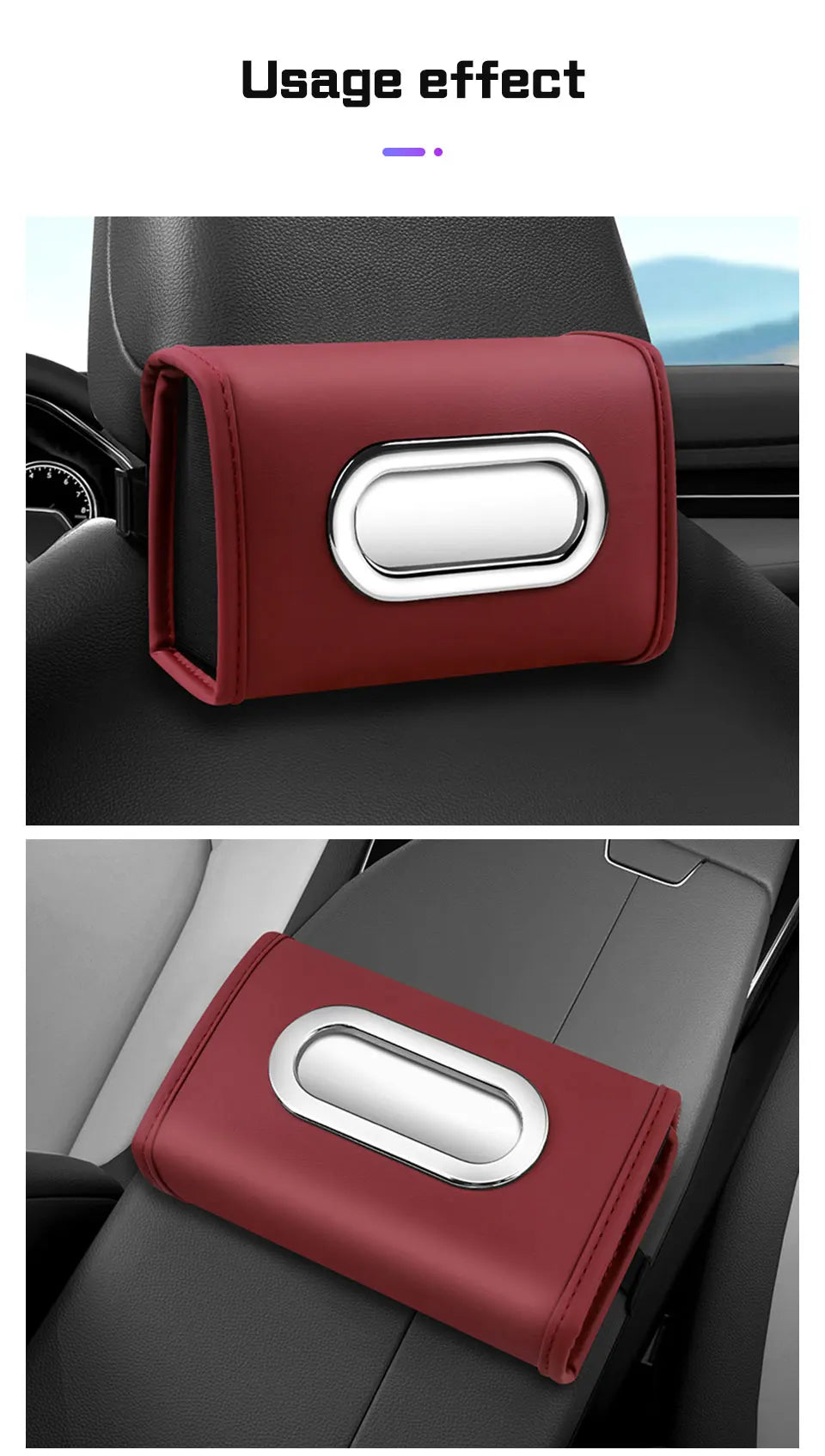 for Baojun 510 730 360 560 RS-5 530 630 Wuling Hongguang S Leather Car Tissue Bag Seat Back Hanger Kleenex Case Visor Napkin Box