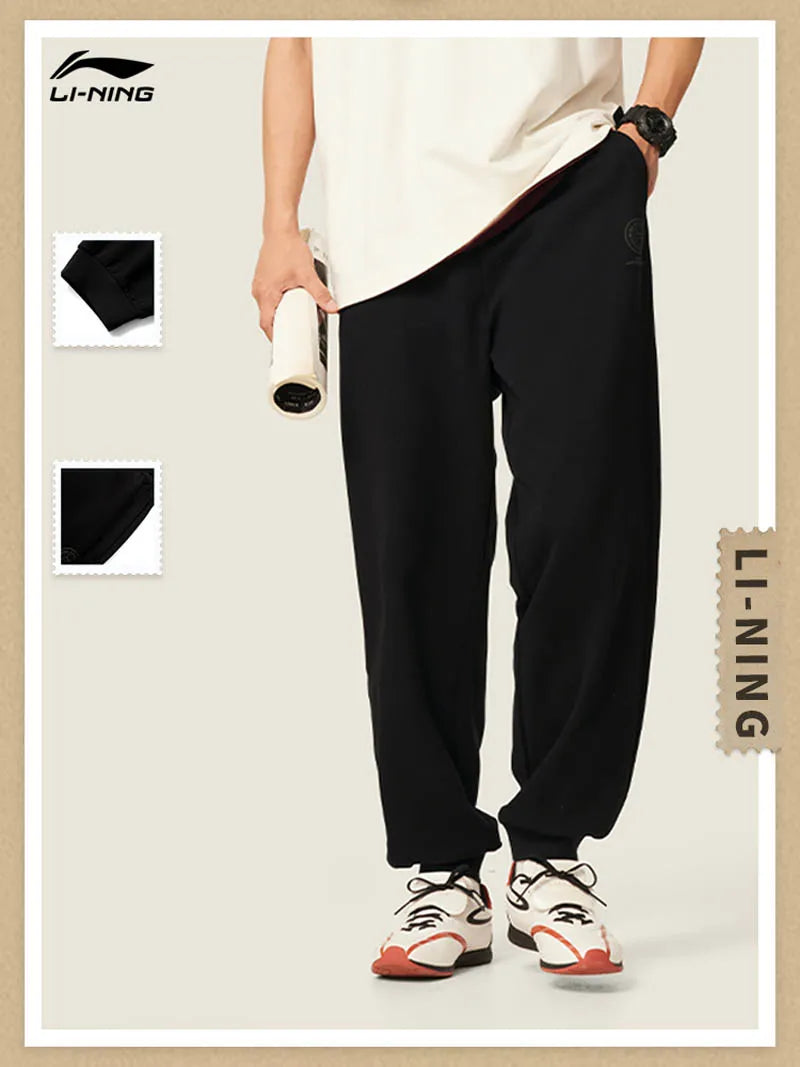 Li-Ning Men's Sports Style Pants SORONA Loose Fit Adjustable Waist Comfortable LiNing Leisure Sweatpants AKLV371