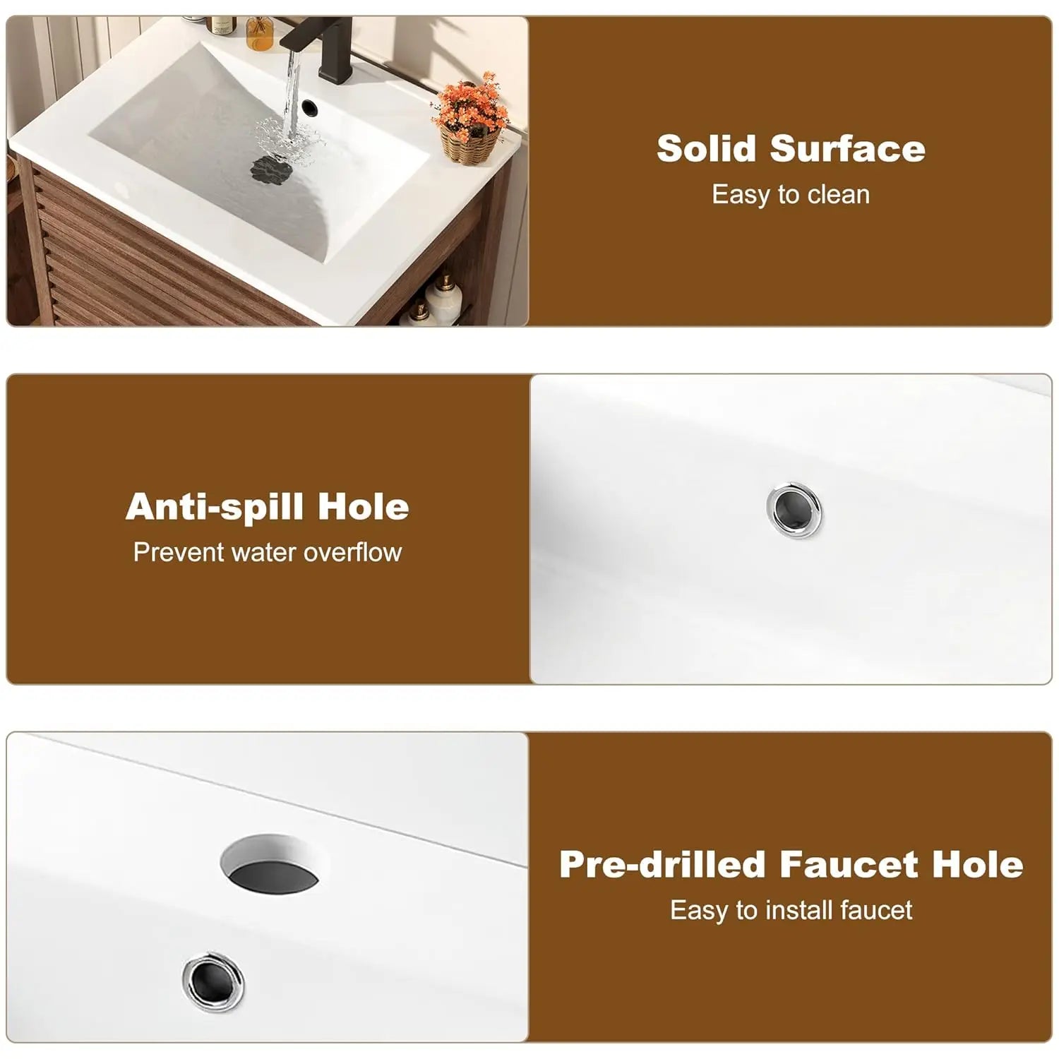 24 Inch Bathroom Vanity with Sink, Mid-Century Modern Bathroom Vanity with Storage Cabinet, Freestanding Bathroom, Customized