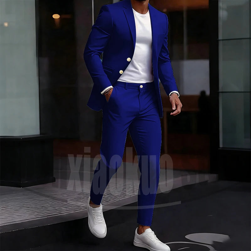 Men's Light Green Suit Set Single Breasted Casual Stylish Wear for Daily Party Fashion Solid Color Formal Male Suit 2 Piece