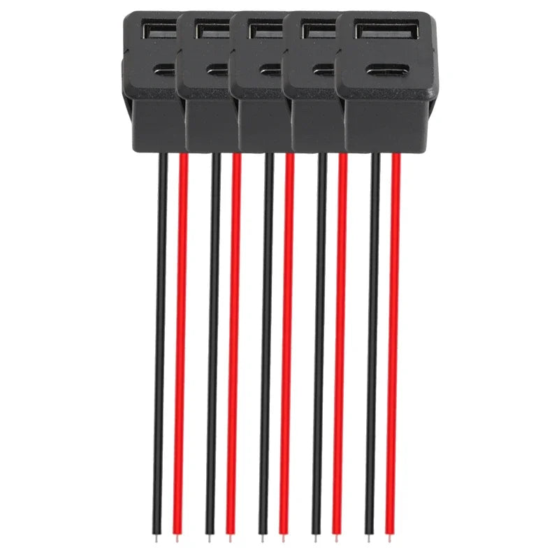 Black Double Layer Usb Female Type-C Socket Car Accessories 1-10pcs Usb Lamp Charging Female Power Socket with Cable Connector
