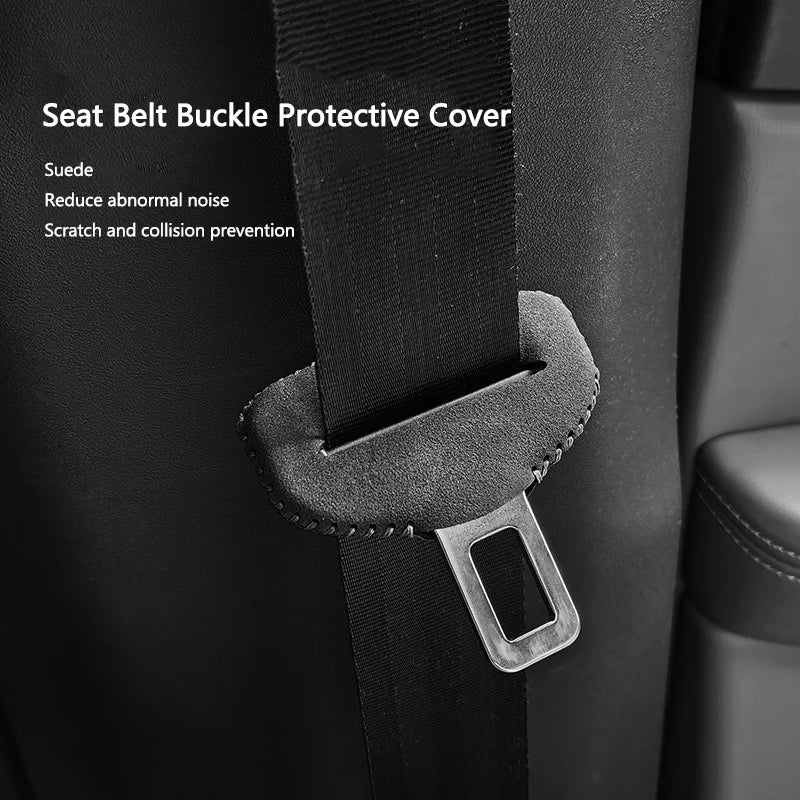 2PCS Suede Ferrari Emblem Car Seat Belt Buckle Cover Protector Case For Ferrari Roma 488 Portofino F8 Roma Spider SF90 Superfast