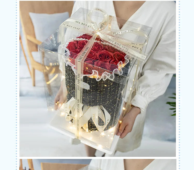 Eternal Soap Rose Bouquet Birthday Gift for Girlfriend Wife and Best Friend Birthday Gift Artificial Flowers Gift Box Bouquet