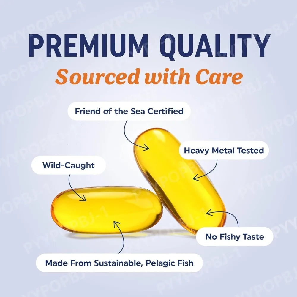 Omega 3 3600 Mg Aceite De Pescado EPA 1300 Y DHA 860 Suplemento Alimenticio De Alta Potencia | Fórmula Sin Eructos| 60 Cápsulas