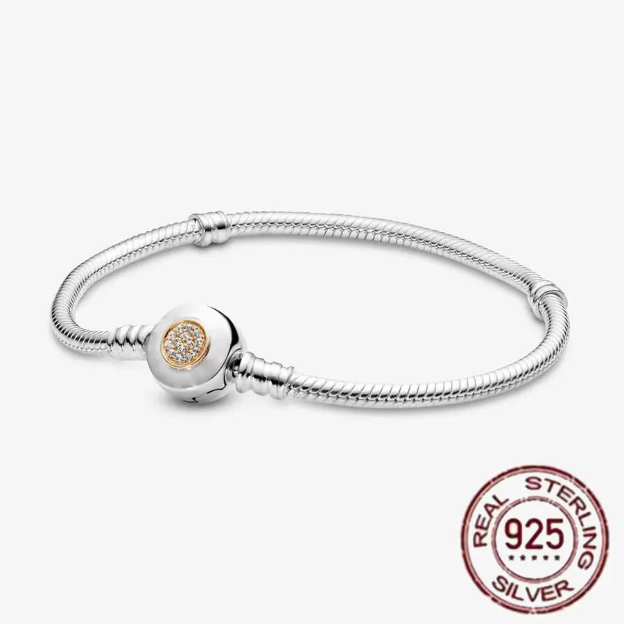 The best-selling S925 sterling silver heart-shaped crown snake bone chain is perfect for the original DlY bracelet! A perfect je