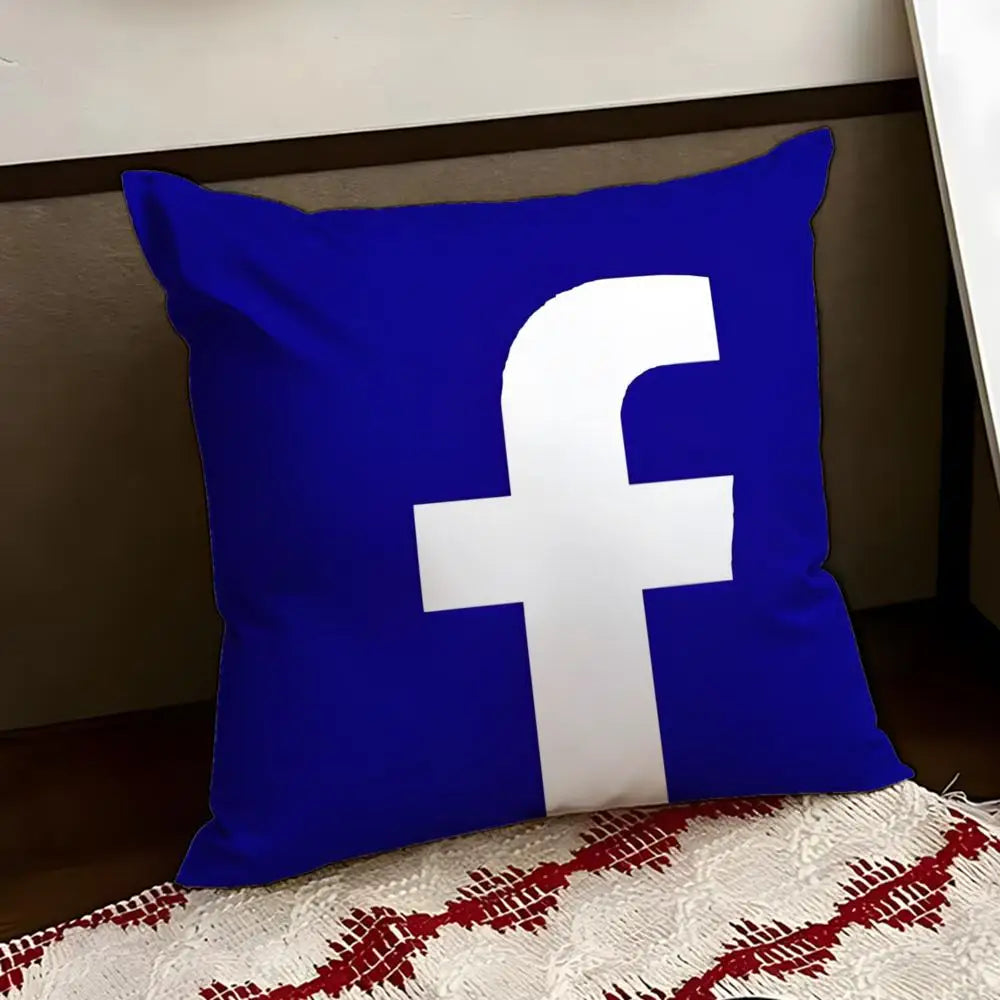 F-facebook-K Cushion Cover Reversible Soft Durable Pillow Cover Home & Car Multi-Scene Use for Daily Comfort