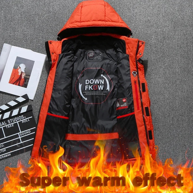 Men's Outdoor Mountain Ski Jacket Windproof Snow Costume Sports Snowboard Clothing Winter Warm Down Ski Suit Men
