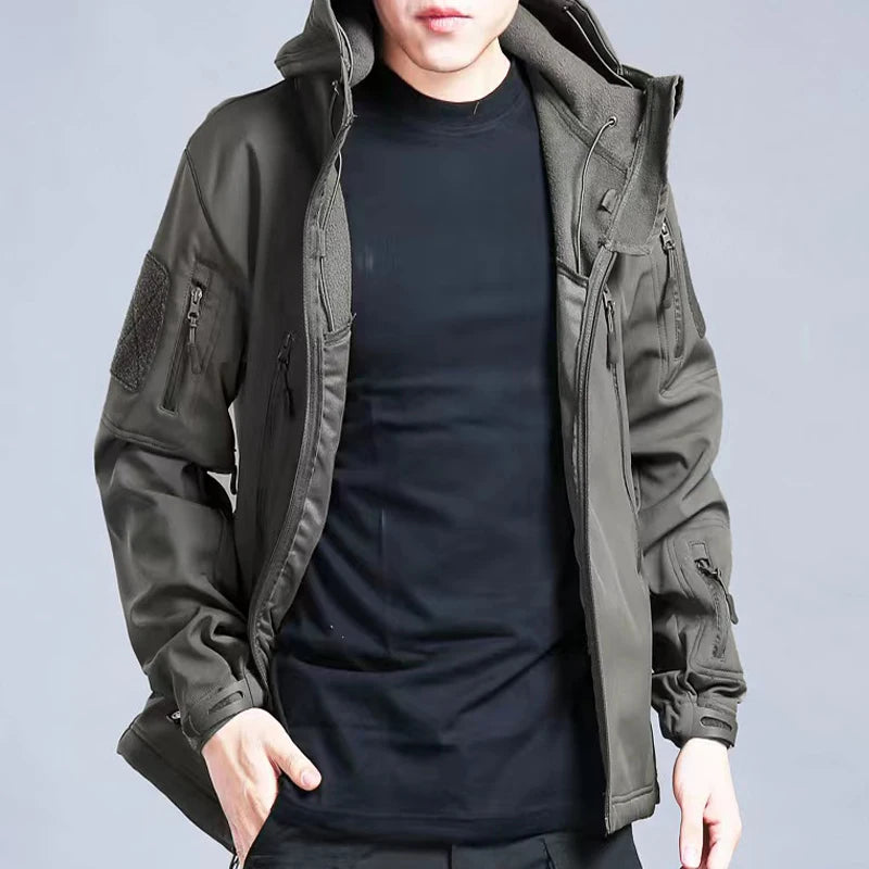 Men's Winter Autumn Softshell Fleece Jackets Windproof Outdoor Fishing Hiking Hunting Thermal Camping Cargo Coats Warm M-5XL