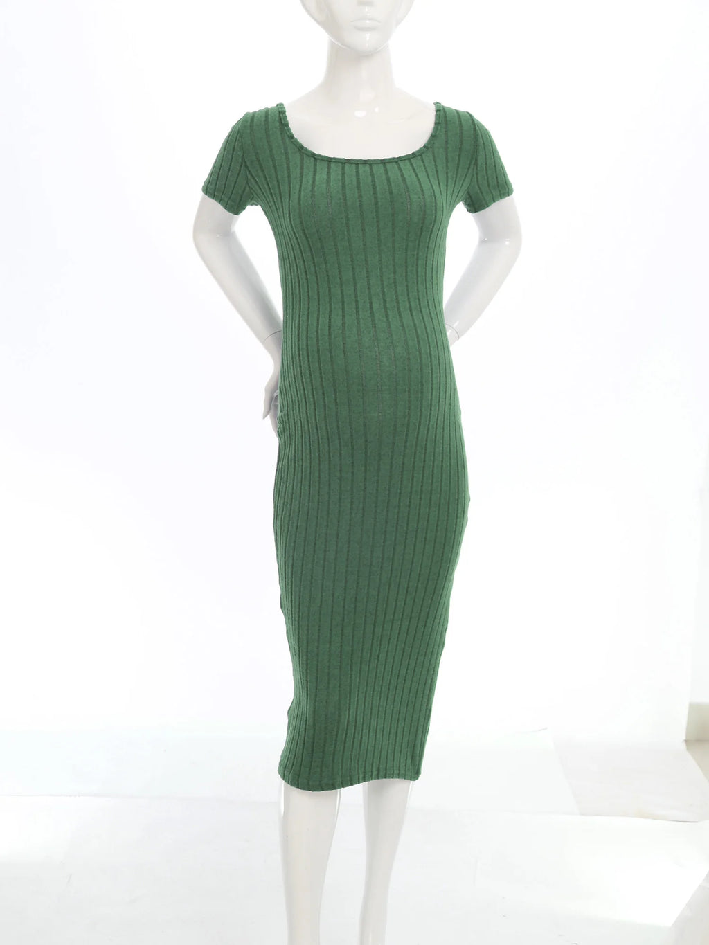 Elegant Maternity Knitted Dress Solid Color Short Sleeve Split Dresses Pregnancy Women Clothes Wedding Party Casual Daily Wear