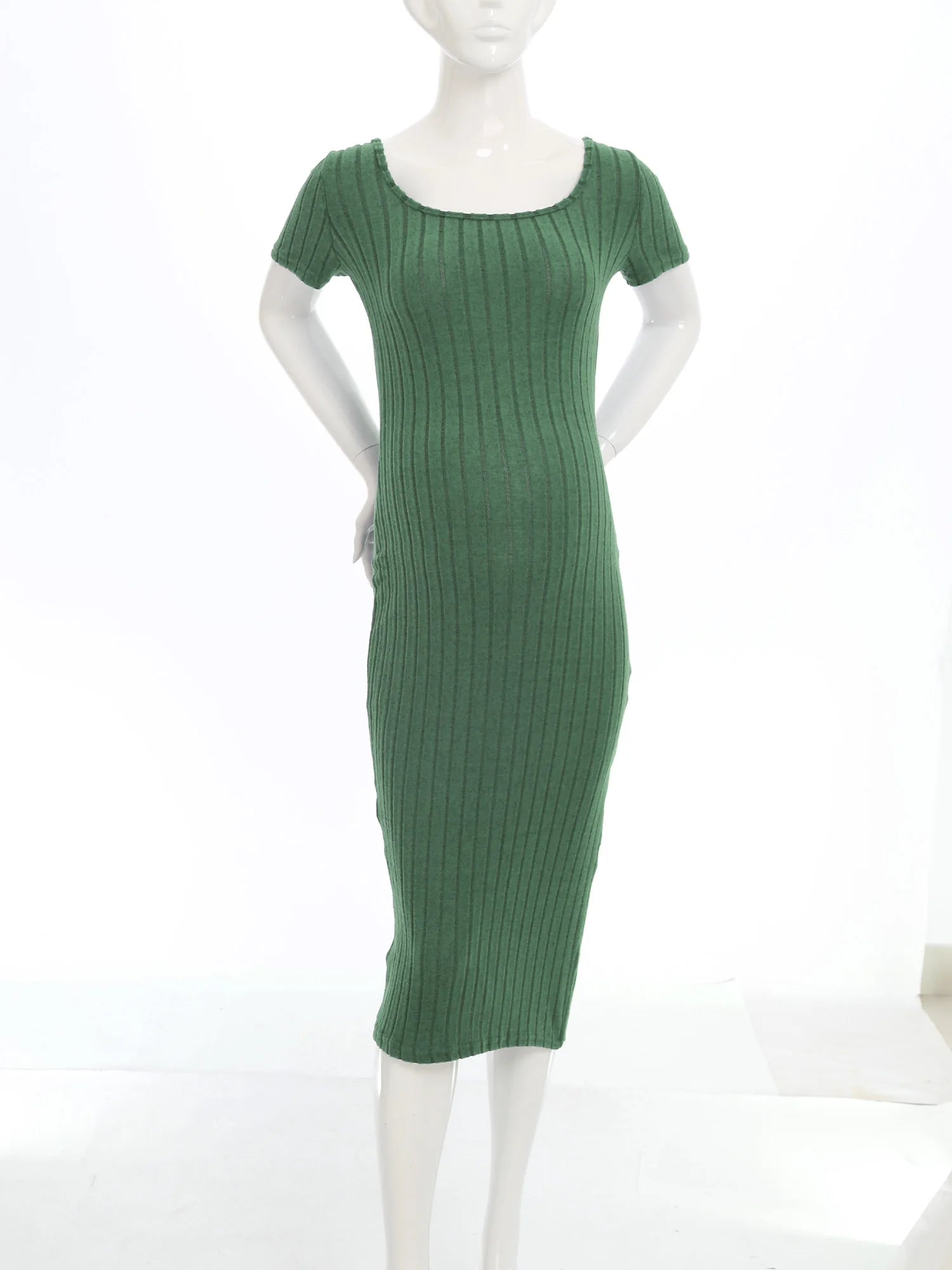 Elegant Maternity Knitted Dress Solid Color Short Sleeve Split Dresses Pregnancy Women Clothes Wedding Party Casual Daily Wear