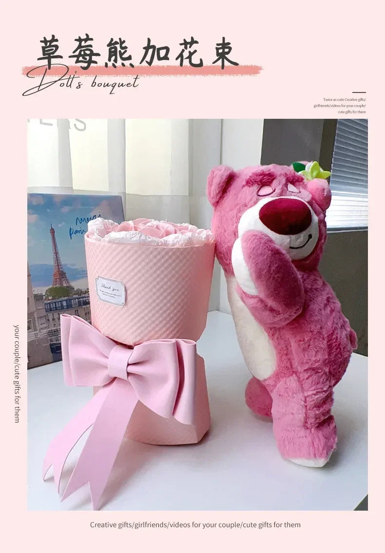 Disney Lotso Rose Romantic Creative Cute Eternal Flower Pink Bouquet Soap Flower  Birthday Gift Valentine'S Day Gift