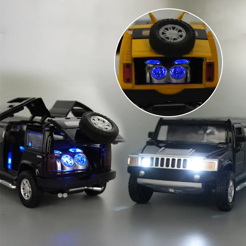 1:32 Alloy Lengthen Hummer Limousine Car Model Metal Diecasts Vehicles With Sound Light Pull Back Car Collection Toys Kids Gifts