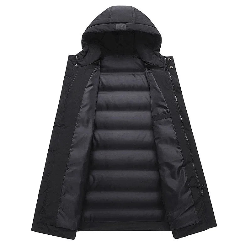 Mens Winter Coat Thickened Cotton Jacket Hooded Long Parkas Warm Windproof Outdoor Casual Jackets for Men Fashion 2025