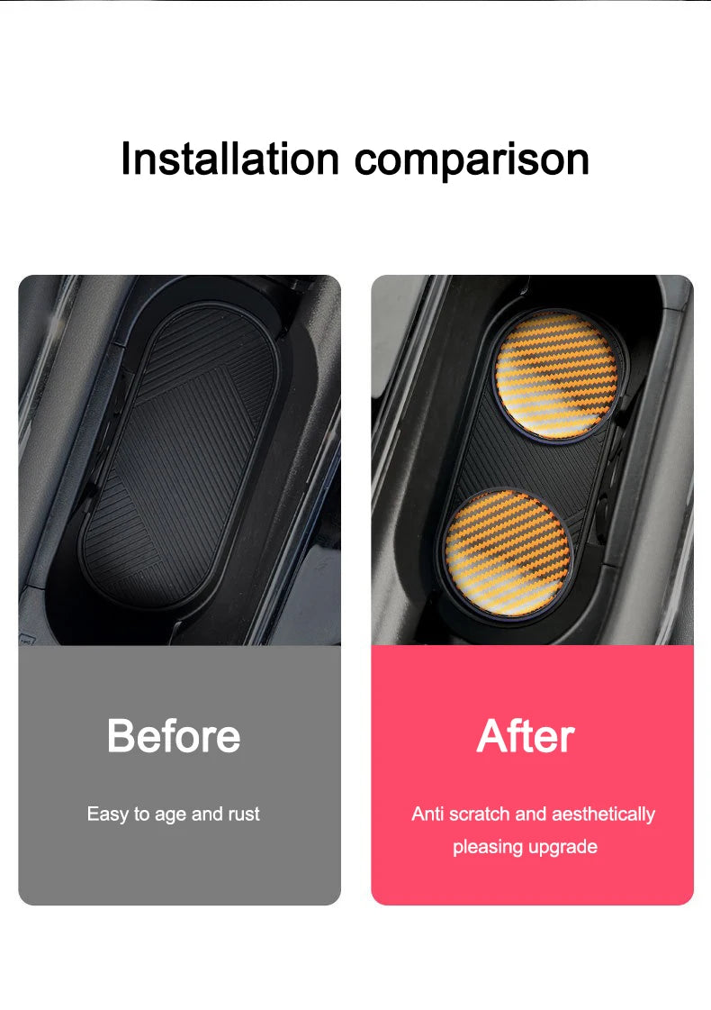 2PC Car Water Cup Pad Non Slip Coaster Drinks Mat For Abarth Punto 124 500 595 695 500X 500e Car Interior Auto Accessories