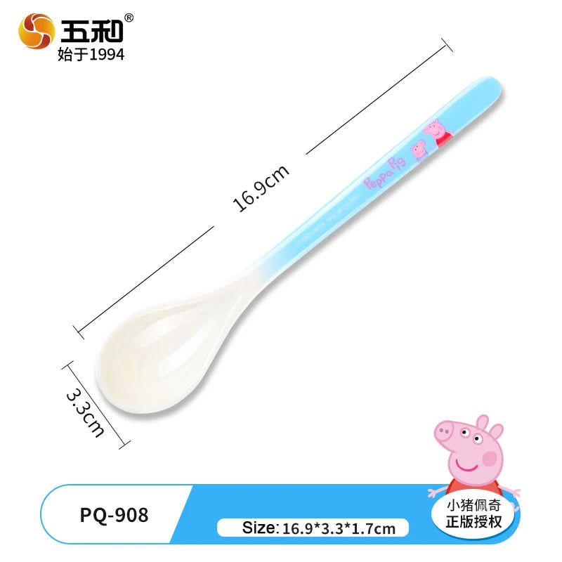 For Peppa Pig Tableware Cartoon Salad Bowl Anti-Fall Dining Plate Cup Spoon Baby Eating Double-ear Bowl Food-grade Divided Plate