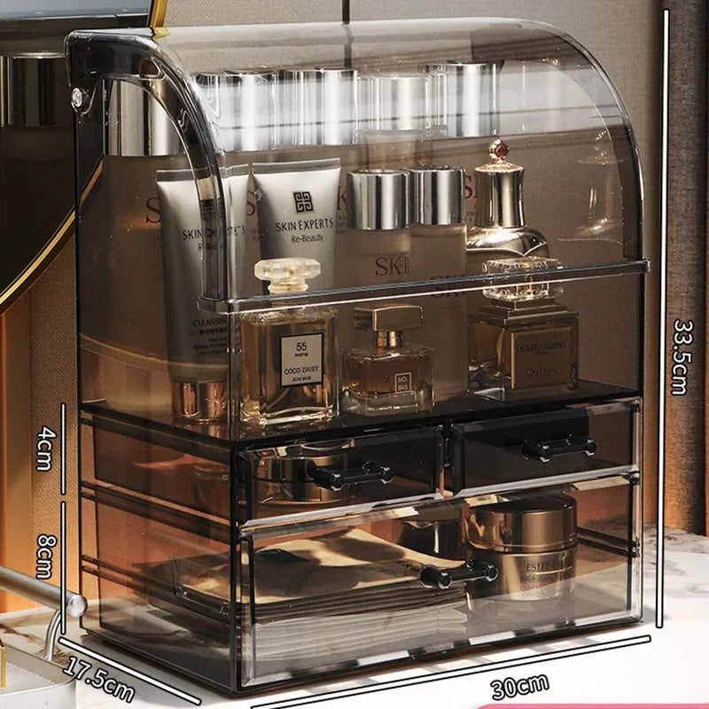 30x17.5x36cm Large Drawer Organizer Makeup Clear Acrylic Box With Perfume Cosmetic Display Capacity Lid Cosmet Storage Box