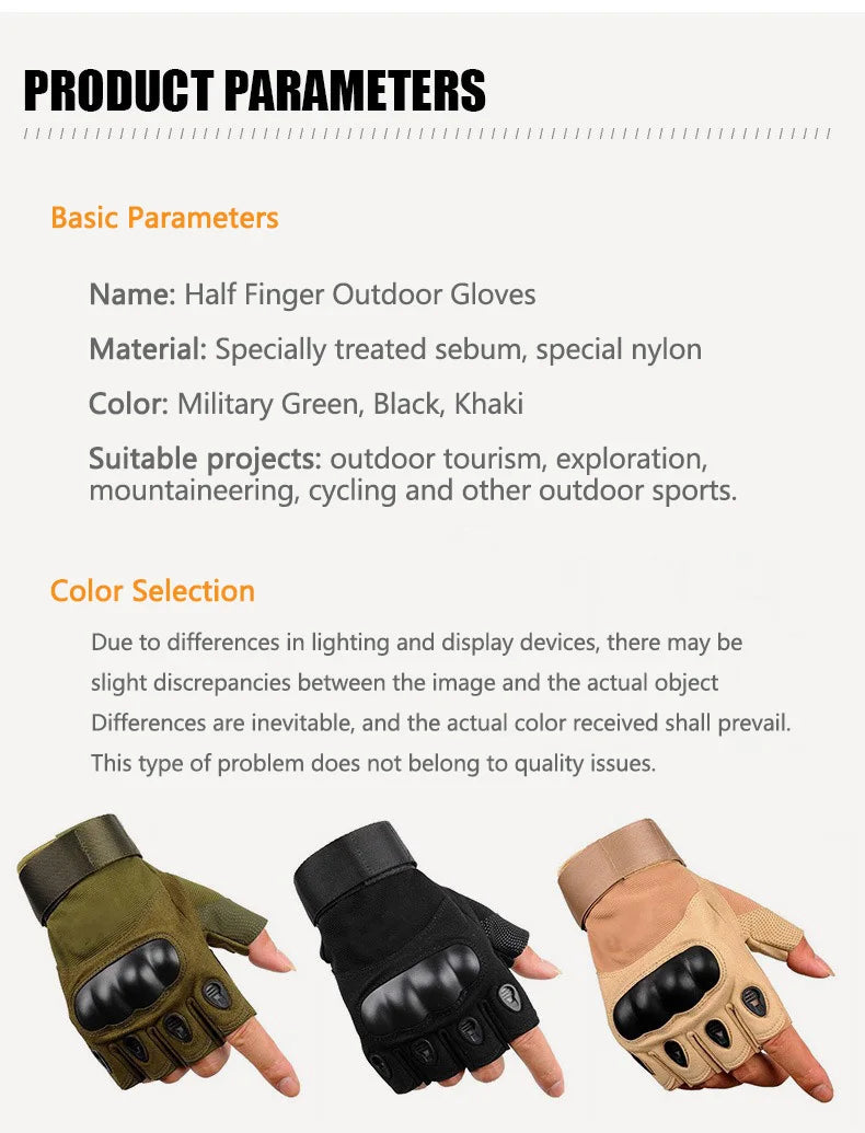 Half Finger Men's Gloves Outdoor Military Tactical Gloves Sports Shooting Hunting Airsoft Motorcycle Cycling Gloves For Harley