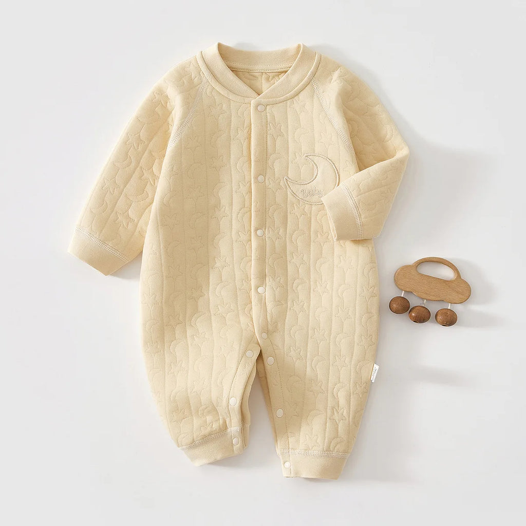 AYNIGIELL Baby Jumpsuit Autumn and Winter Pure Cotton Warm Newborn Inner Clothes for Boys and Girls Baby Pajamas 0-18 Moths
