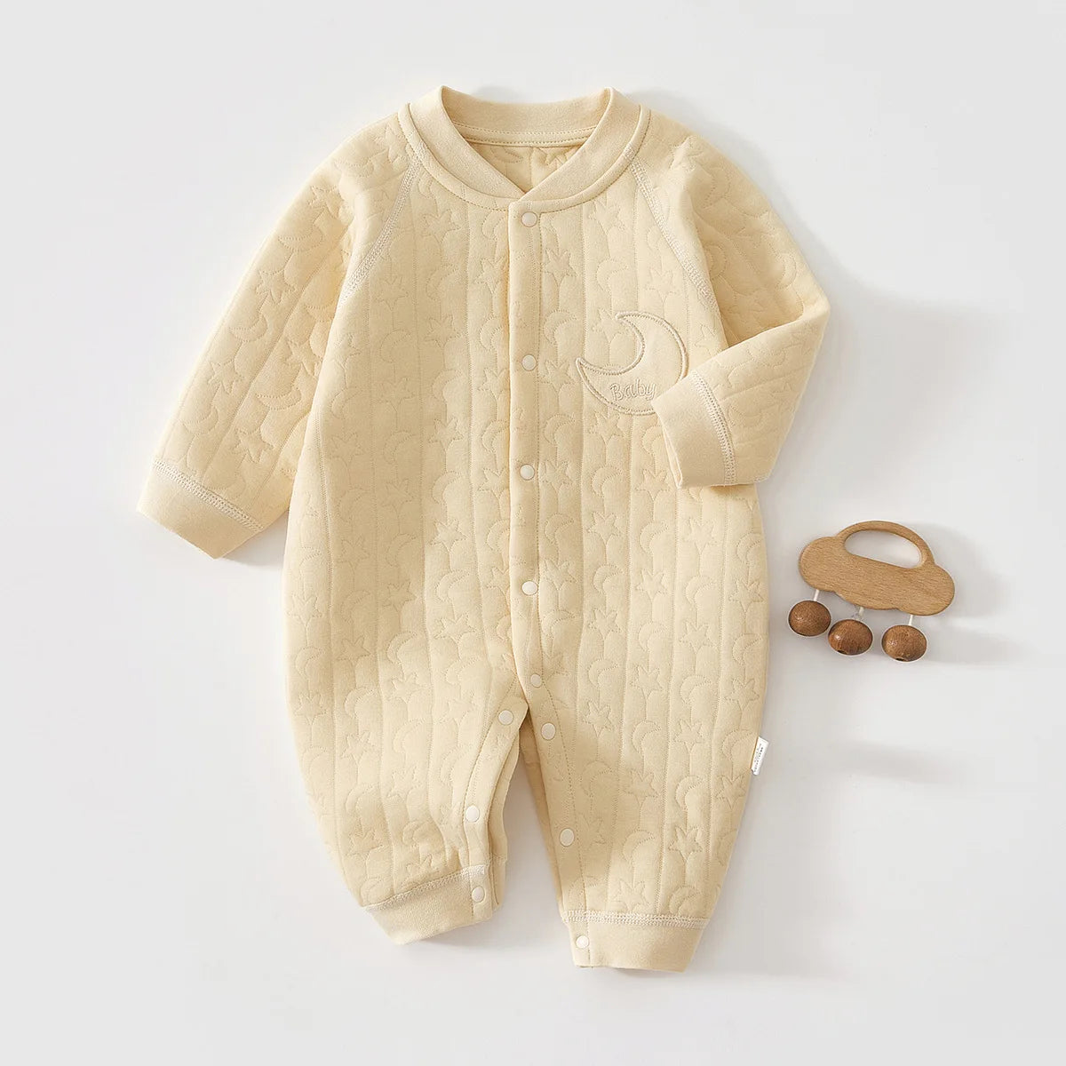 AYNIGIELL Baby Jumpsuit Autumn and Winter Pure Cotton Warm Newborn Inner Clothes for Boys and Girls Baby Pajamas 0-18 Moths