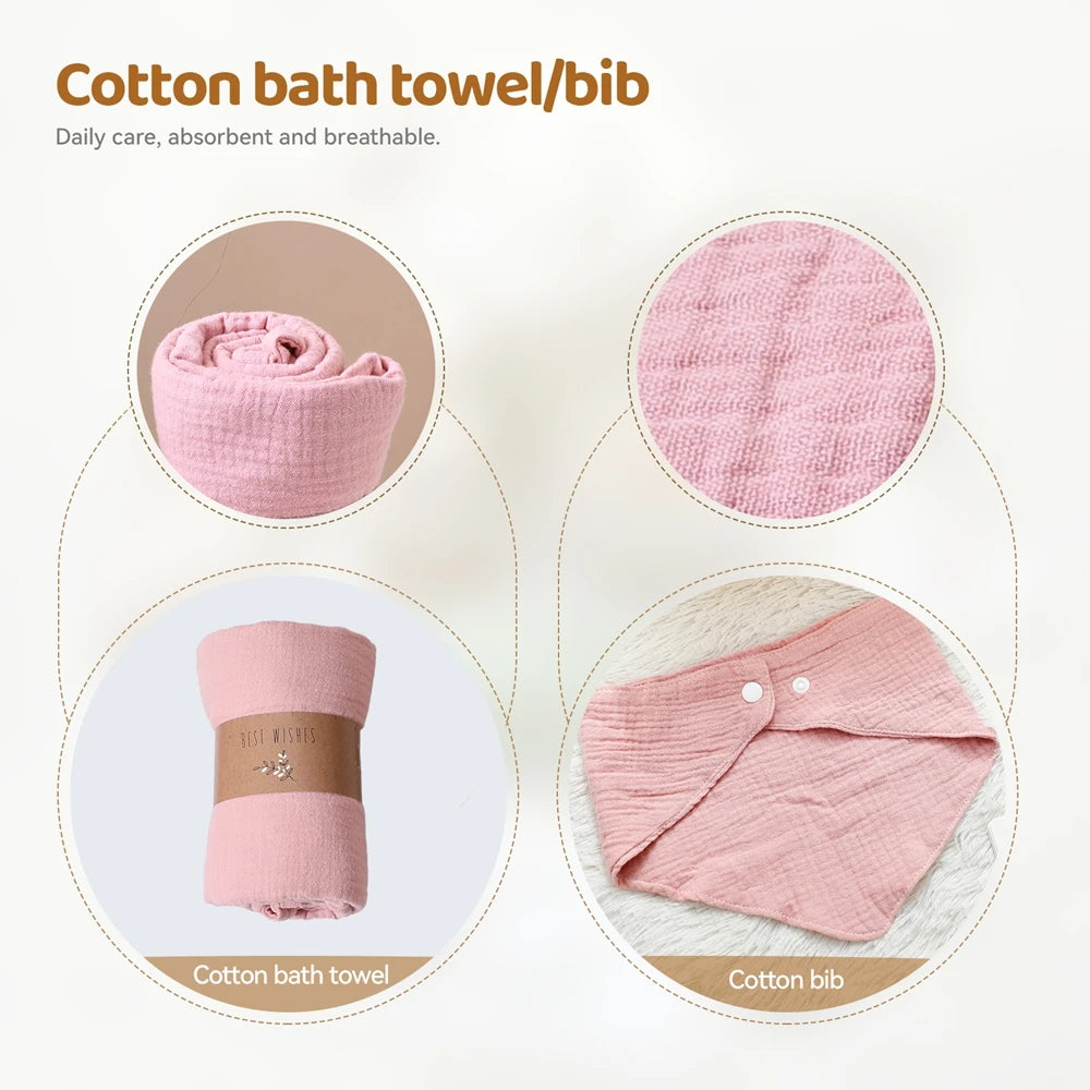 Baby Double-sided Cotton Bath Towel Newborn Care Set Children's Memorial Card Newborn Baby Gift Box Boy And Girl Bathing Set