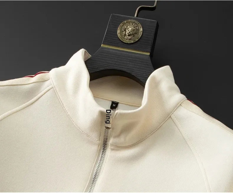 Luxurious Stand Collar Sportswear Set for Men Casual Fashionable Winter Half Zipper Sweatshirt Straight Leg Sweatpants Two Piece