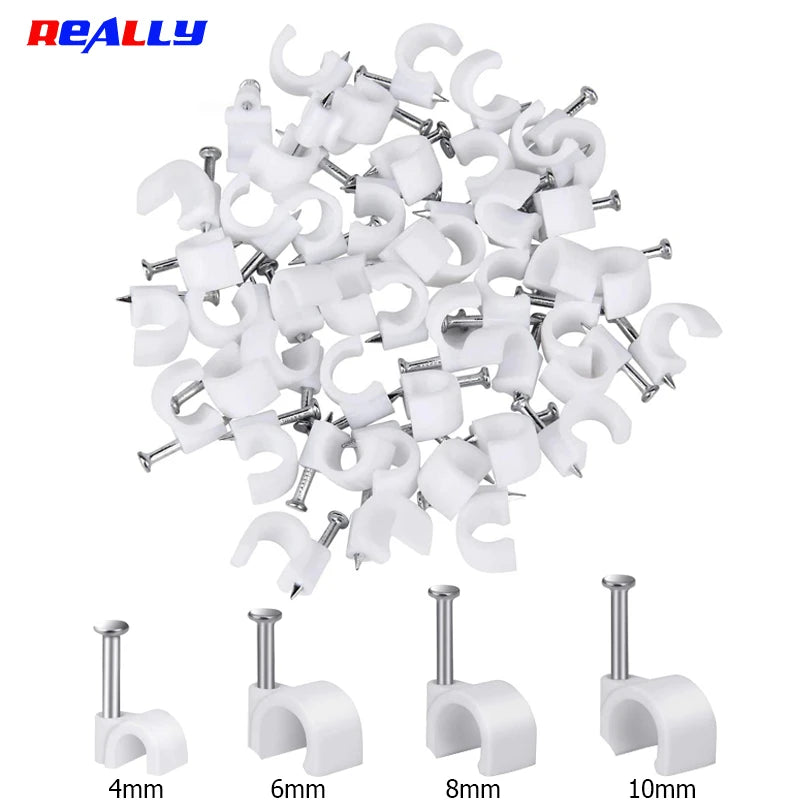 400Pcs 280Pcs Round Cable Wire Clips  Cable Management RG6 CAT6 RJ45 Electrical Wire Cord Tie Holder Circle 4mm 6mm 8mm 10mm