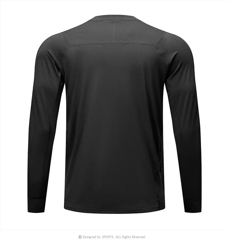Quick Dry Long Sleeve T-Shirt Men's Thin Collar Breathable Outdoor Sports Base Shirt Striped Pattern Casual Comfortable Top
