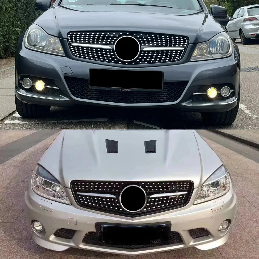 Front Bumper Grille Grill Tuning Accessories For Mercedes Benz C class W204 2007-2014 C180 C200 C250 C300 AMG GT Diamond Style